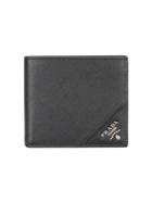 Prada Leather Bi-fold Wallet - Black
