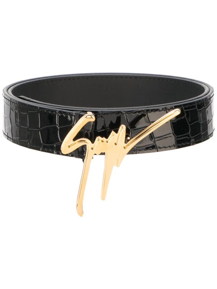 Giuseppe Zanotti Design 'giuseppe' Signature Belt, Men's, Size: 95, Black, Calf Leather/metal (other)