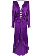 Alessandra Rich Diamond Embellished Silk Dress - Purple