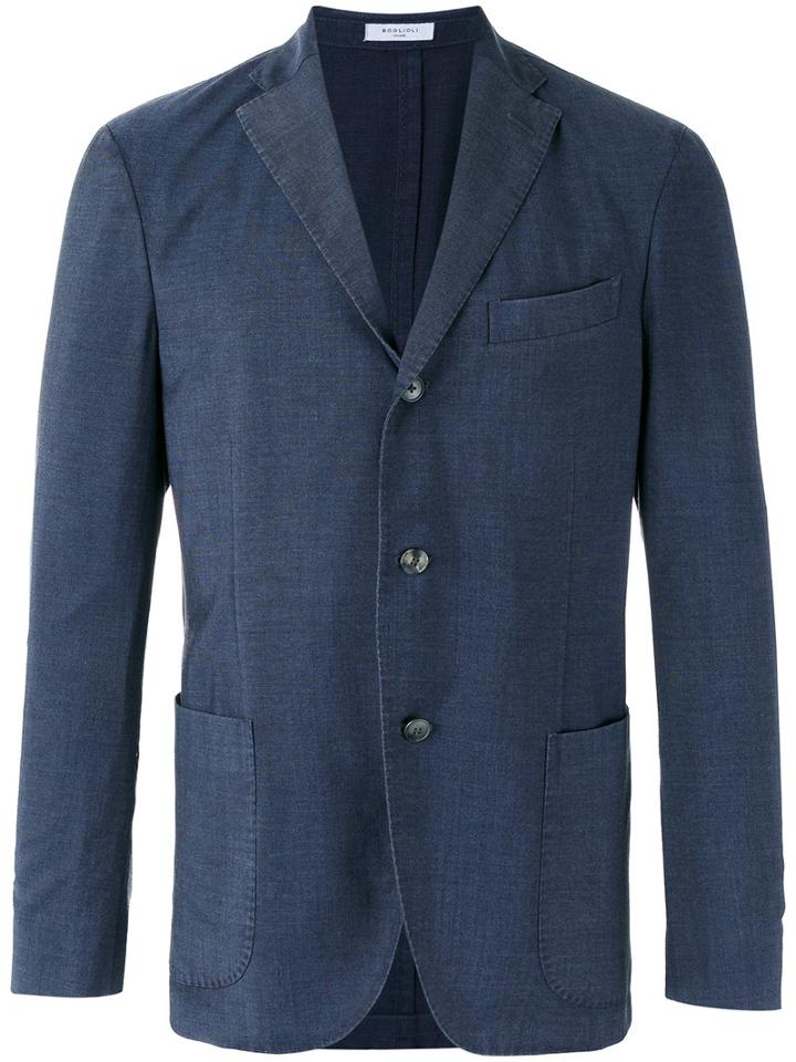 Boglioli Classic Blazer, Men's, Size: 52, Grey, Silk/spandex/elastane/virgin Wool/cupro