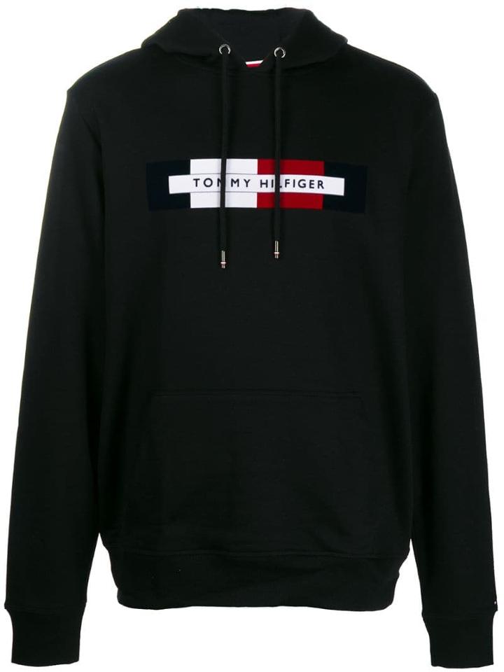 Tommy Hilfiger Embroidered Logo Hoodie - Black