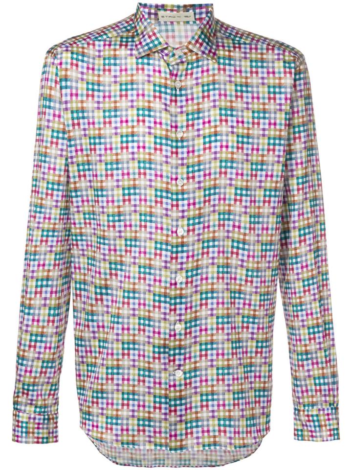 Etro Check Print Shirt - Pink & Purple