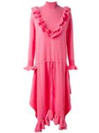 Stella Mccartney - Felted Frills Knit Dress - Women - Virgin Wool - 44, Pink/purple, Virgin Wool