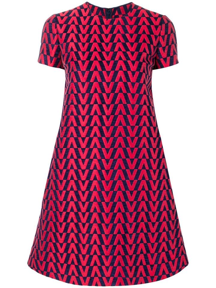 Valentino Brocade Mini Dress - Red
