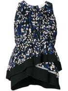 3.1 Phillip Lim Brushstroke Print Layered Hem Blouse - Blue