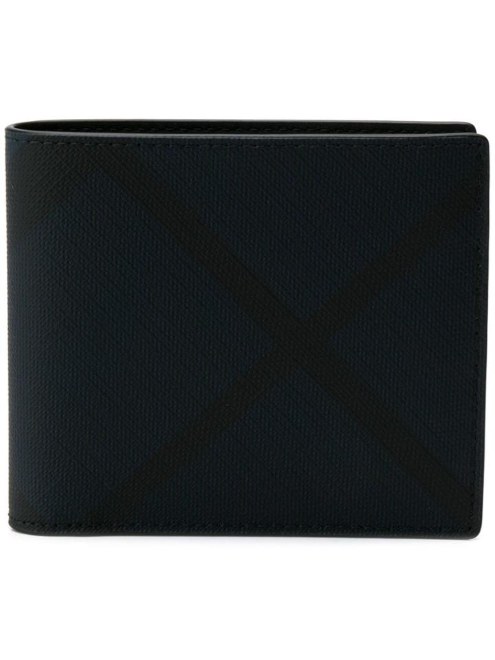 Burberry Checked Print Wallet - Blue