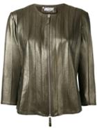 Desa 1972 - Zip Front Jacket - Women - Leather/polyester/spandex/elastane - 40, Green, Leather/polyester/spandex/elastane