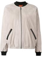 Barbara Bui Leather Bomber Jacket, Women's, Size: 36, Nude/neutrals, Goat Skin/rayon/silk/viscose