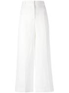 Ermanno Scervino Cropped Palazzo Pants, Women's, Size: 42, White, Linen/flax/polyester