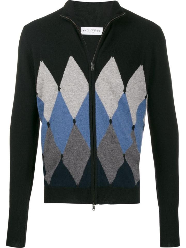 Ballantyne Argyle Knit Cardigan - Blue