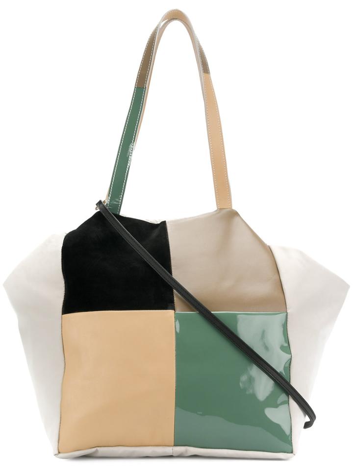 Carmina Campus Colour-block Patch Tote - Nude & Neutrals