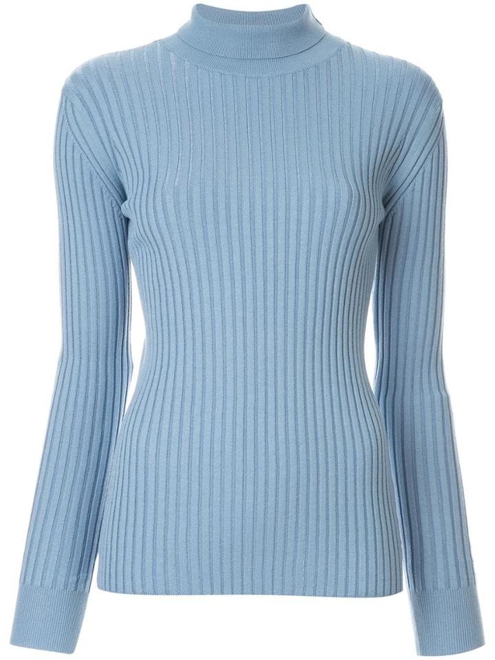 Le Ciel Bleu Ribbed Rollneck Sweater - Blue