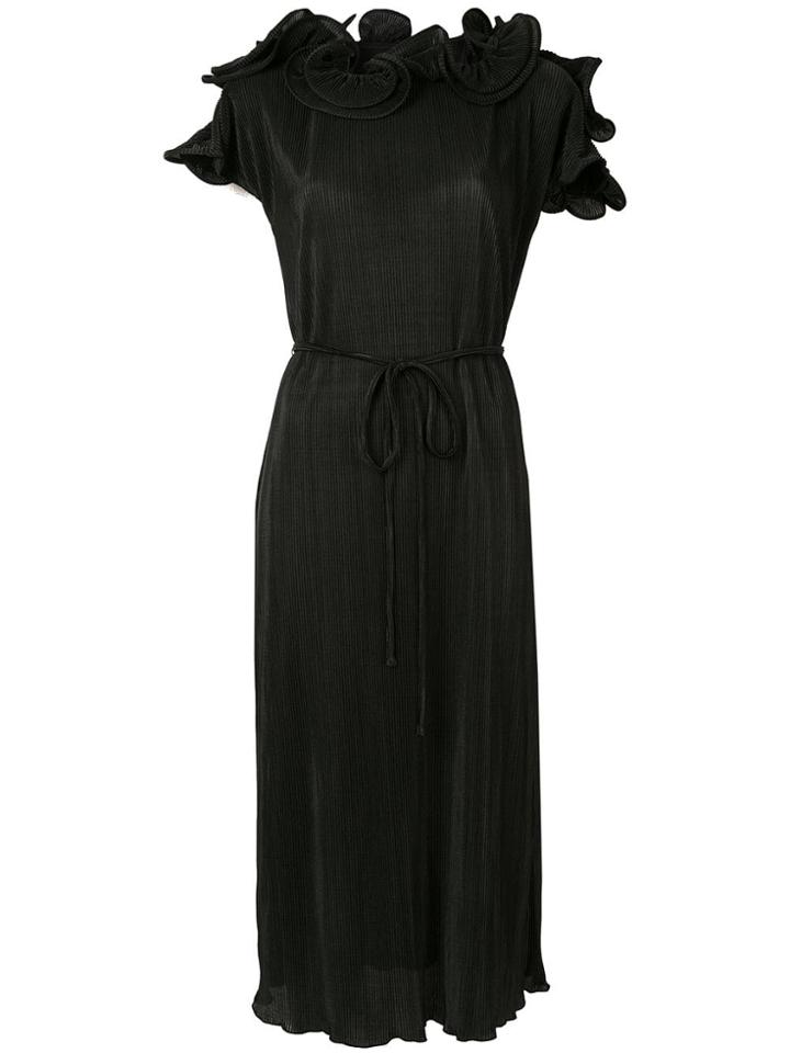 Romance Was Born Bloom Pleated Dress - Black