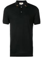 Gucci Embroidered Collar Polo Shirt - Black