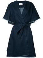 Co-mun - Ruffled Short Sleeve Denim Coat - Women - Cotton - 40, Blue, Cotton