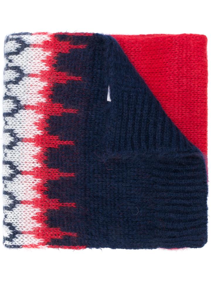 Moncler Embroidered Knitted Scarf - Blue