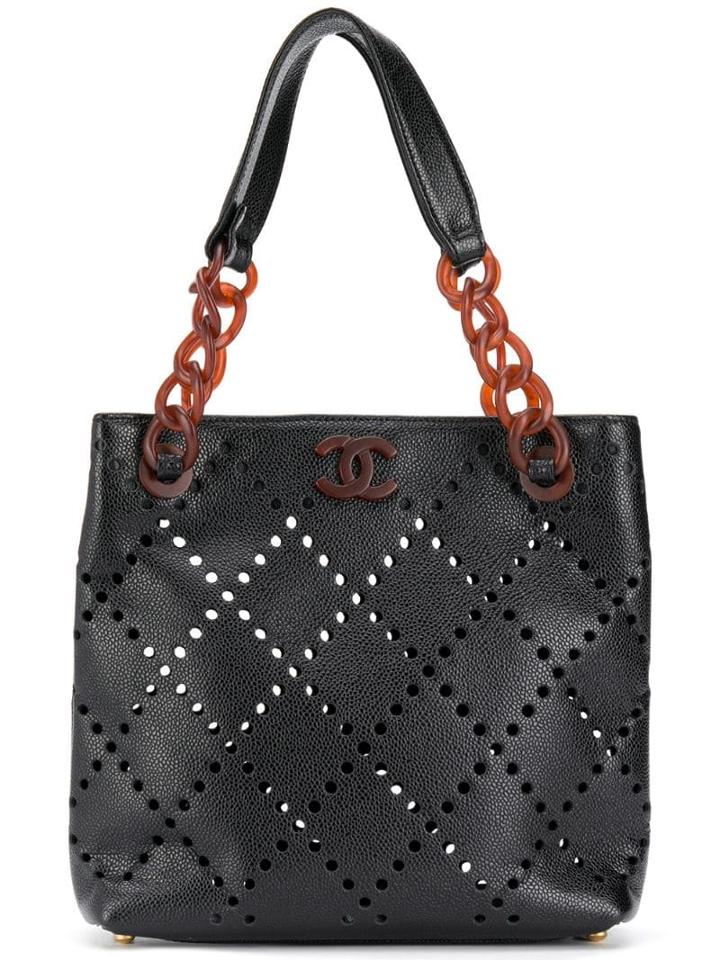 Chanel Pre-owned 2003-2004 Perforated Tote Bag - Black