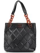Chanel Pre-owned 2003-2004 Perforated Tote Bag - Black