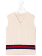 Gucci Kids - Knit V-neck Vest - Kids - Wool - 8 Yrs, Nude/neutrals