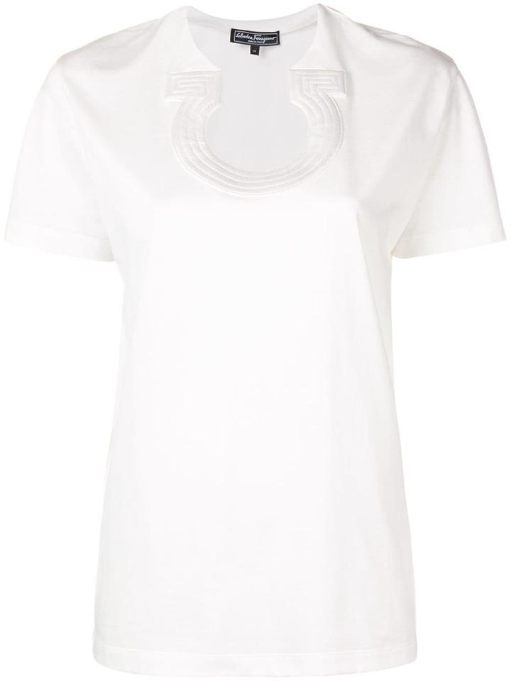 Salvatore Ferragamo Gancini Neckline Top - White