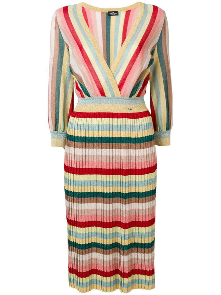 Elisabetta Franchi Striped Midi Dress - Red