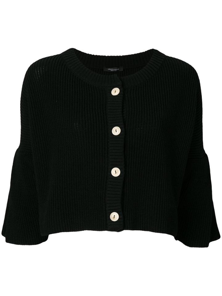 Roberto Collina Cropped Button Cardigan - Black