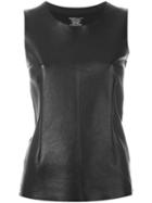 Majestic Filatures Contrast Front Tank, Women's, Size: 2, Black, Leather/elastodiene/viscose