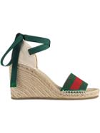 Gucci Web Platform Espadrille - Green