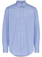 Martine Rose Long Sleeve Logo Embroidered Shirt - Blue