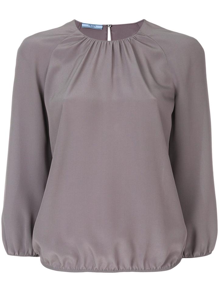 Prada Gathered Blouse - Grey