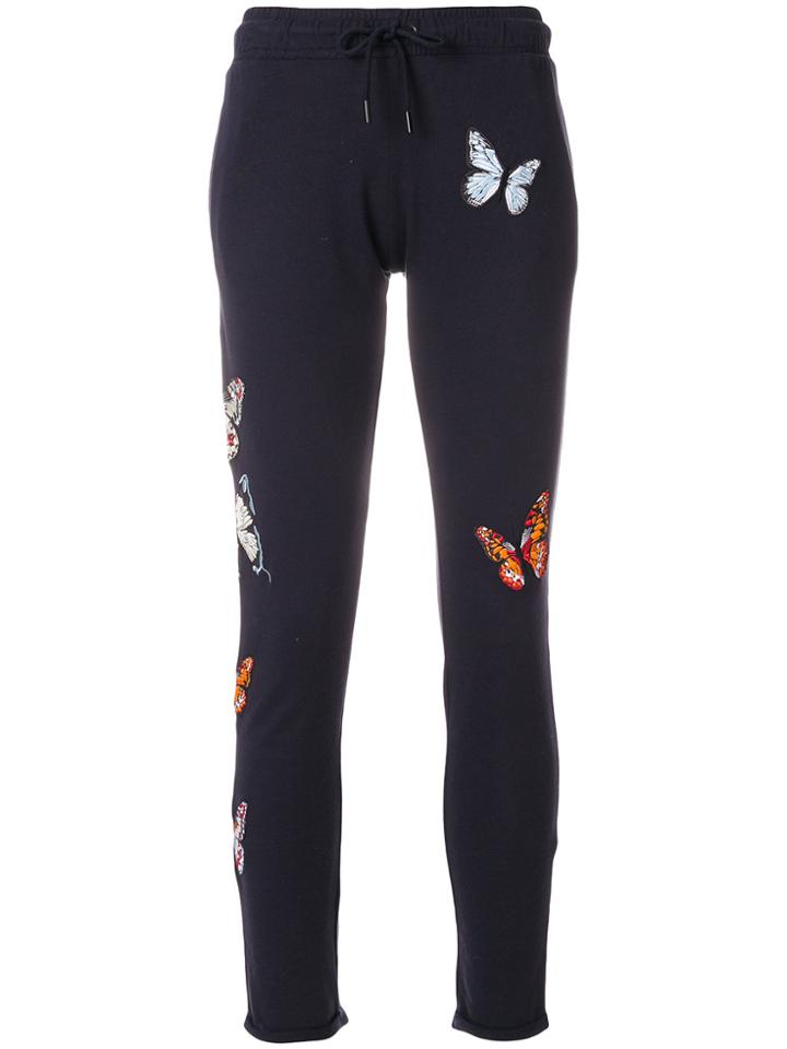 Quantum Courage Embroidered Butterfly Track Trousers - Blue