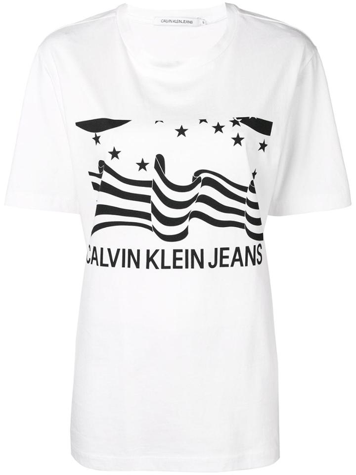 Calvin Klein Jeans Flag Print T-shirt - White