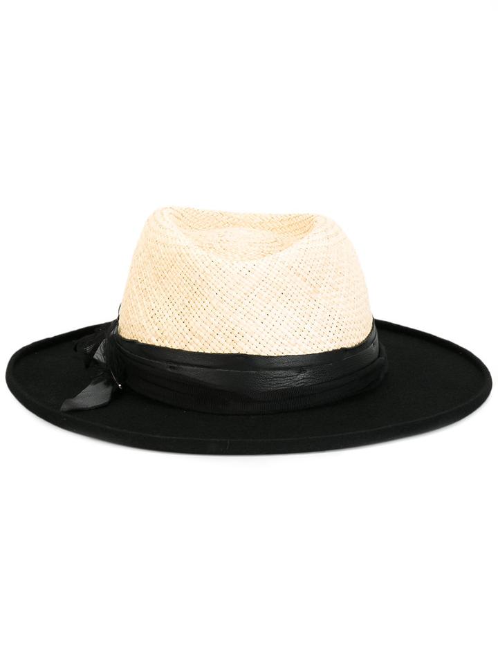 The Kooples Straw And Felt Hat, Women's, Size: 57, Nude/neutrals, Straw/wool/viscose/acetate