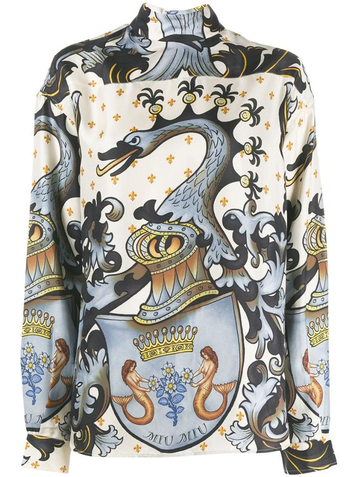 Miu Miu Swan Print Blouse - Blue