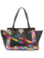 Valentino Rockstud Embroidered 2-way Bag - Black
