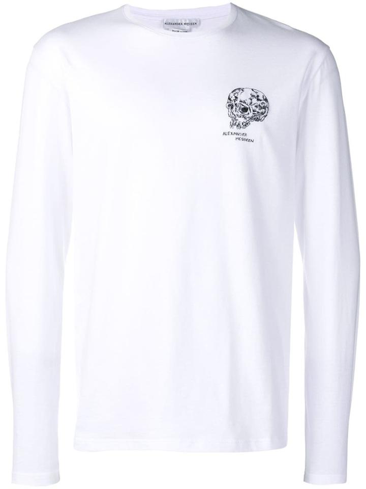 Alexander Mcqueen Embroidered Skull Logo T-shirt - White