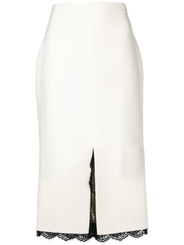 Alexander Mcqueen Lace Trimmed Pencil Skirt - White