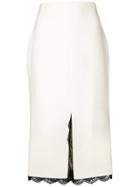 Alexander Mcqueen Lace Trimmed Pencil Skirt - White