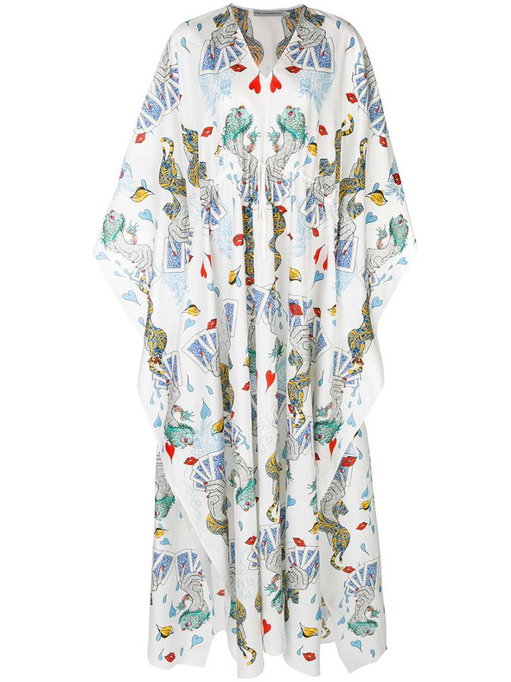 Mary Katrantzou - Deck Of Cards Maxi Dress - Women - Silk/cotton - S, White, Silk/cotton