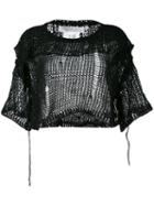 Philosophy Di Lorenzo Serafini - Cropped Perforated Jumper - Women - Cotton/polyamide - 40, Women's, Black, Cotton/polyamide