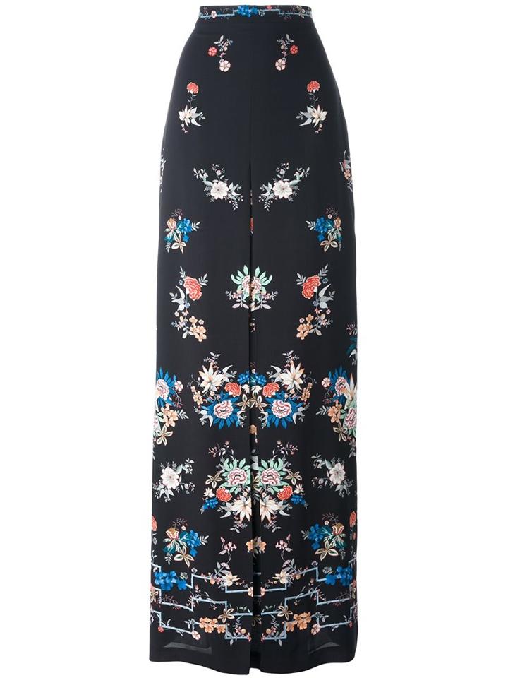 Vilshenko Floral Print Skirt, Women's, Size: 40, Black, Silk