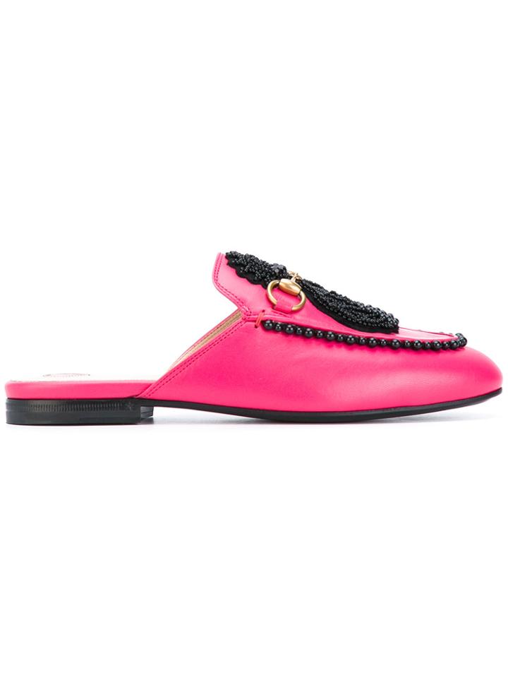 Gucci Princetown Embellished Slipper Mules - Pink & Purple