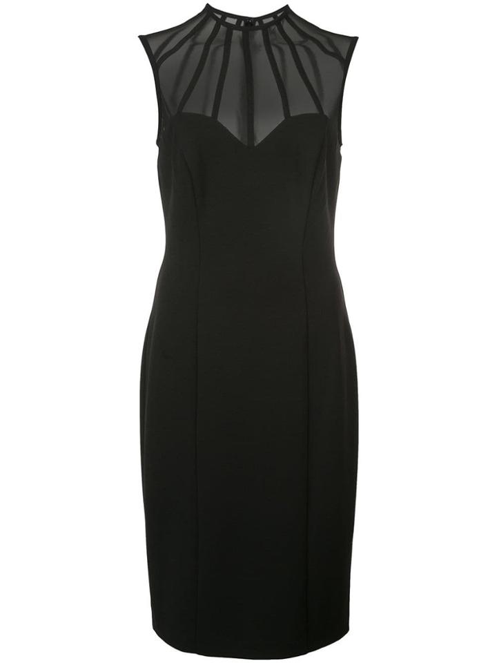 Aidan Mattox Sheer Panel Dress - Black