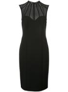 Aidan Mattox Sheer Panel Dress - Black