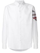 Moncler Gamme Bleu Plaid Patch Sleeve Button Down Shirt - White