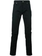 Saint Laurent Busted Knee Slim Jeans - Black