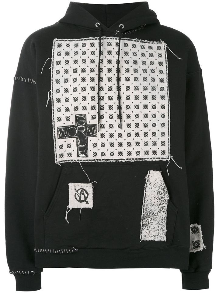 Heikki Salonen - Patchwork Hoodie - Men - Cotton/polyester - S, Black, Cotton/polyester