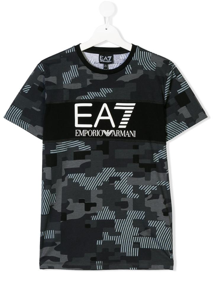 Armani Junior Teen Camouflage Print T-shirt - Black