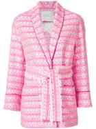 Giada Benincasa Belted Tweed Jacket - Pink & Purple