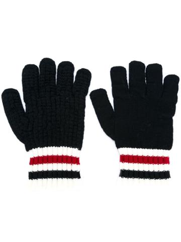 Moncler Gamme Bleu Striped Cuff Gloves, Adult Unisex, Size: Small, Blue, Virgin Wool